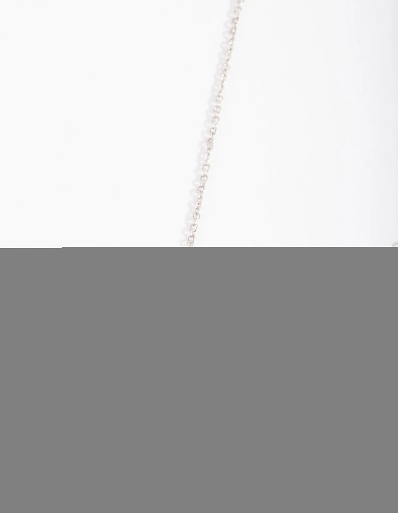 Diamond Simulant Double Row Baguette Necklace