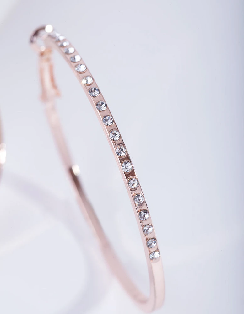 Rose Gold Small Diamond Hoop Earrings