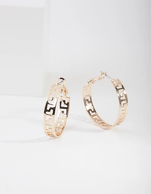 Gold L Cut Out Hoop Earrings