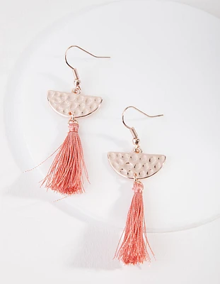 Rose Gold Geometric Tassel Drop Earrings