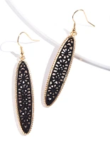 Shiny Gold Thin Oval Drop Earrings