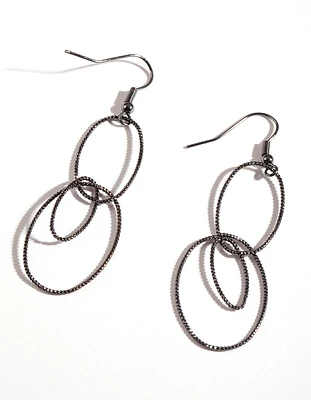 Gun Metal Diamond-Cut Oval Link Drop Earrings