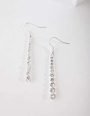 Silver Gradual Diamante Drop Earrings