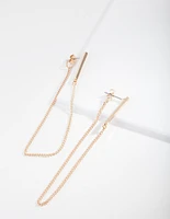 Gold Bar Wrap Chain Earrings