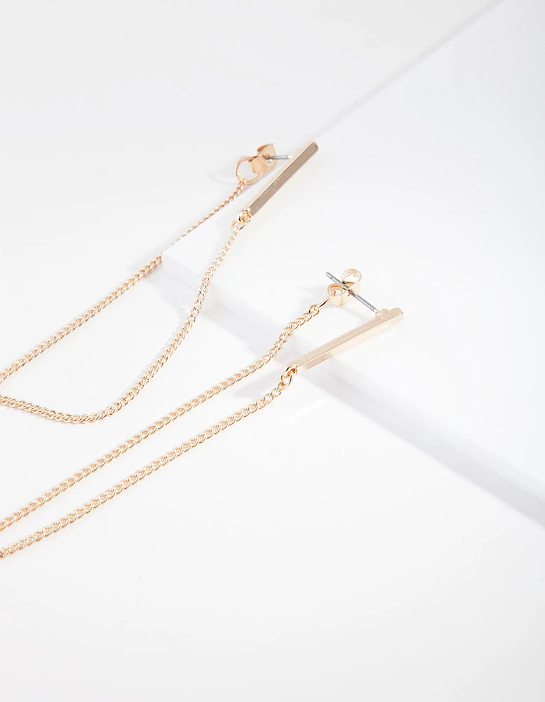 Gold Bar Wrap Chain Earrings