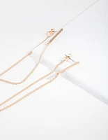 Gold Bar Wrap Chain Earrings