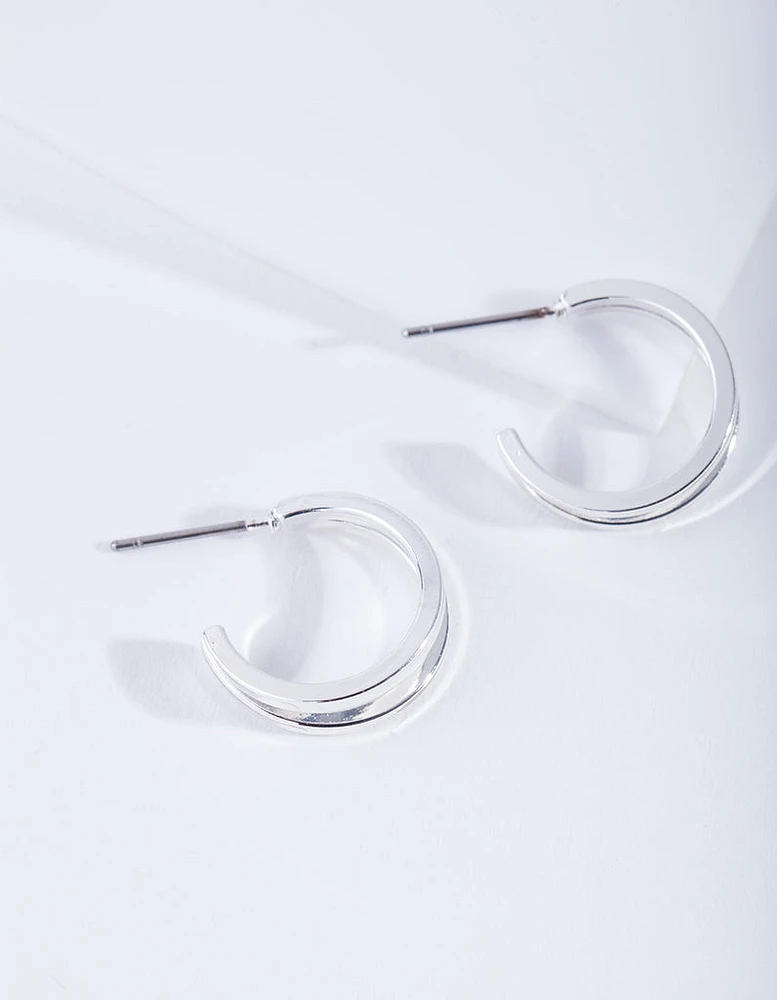 Silver Double Hoop Earrings