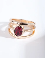 Gold Triple Band Diamante Ring