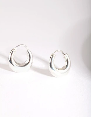 Silver Mini Chubby Huggie Earrings