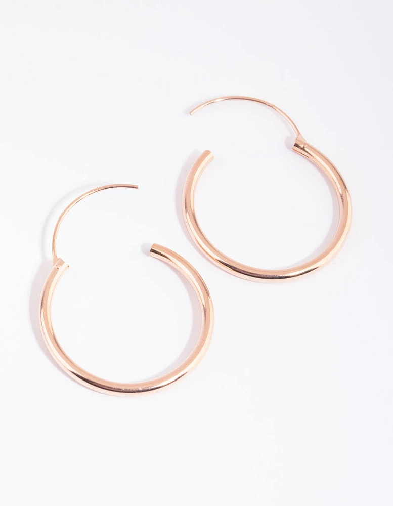 Rose Gold Plated Sterling Silver 25mm Thick Hoop Earrings