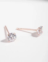 Rose Gold Plated Sterling Silver Cubic Zirconia 1/ Carat Stud Earrings