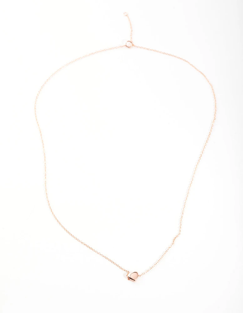 Rose Gold Plated Sterling Silver Micro Heart Necklace