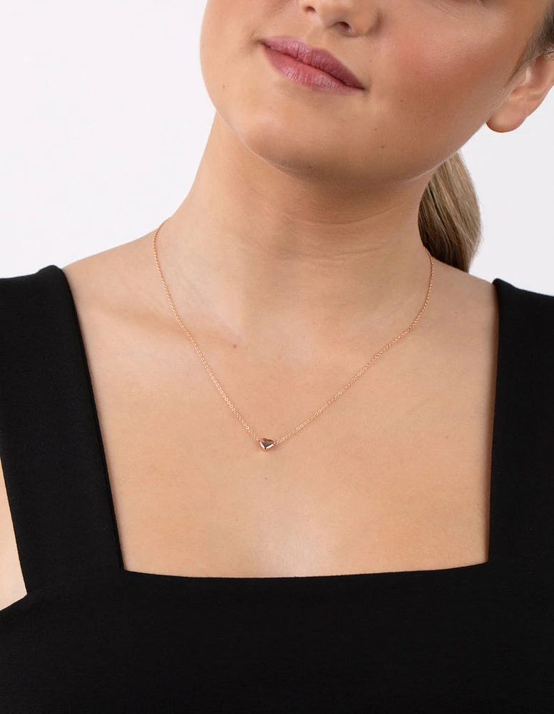 Rose Gold Plated Sterling Silver Micro Heart Necklace