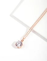 Rose Gold Plated Sterling Silver Cubic Zirconia Pendant Necklace