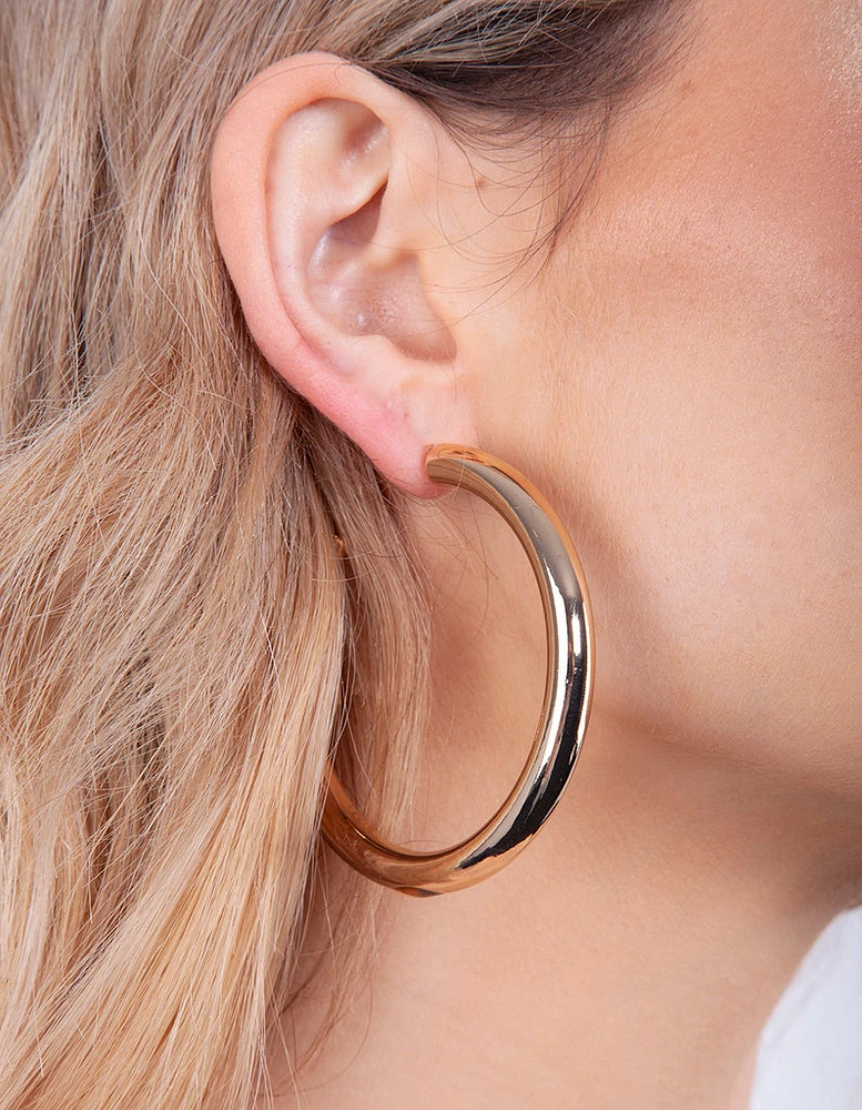 Gold Plated Large Open Hoop Earrings