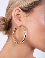 Gold Plated Large Open Hoop Earrings