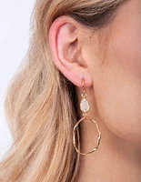 Gold Plated Clear Quartz Open Circle Earrings