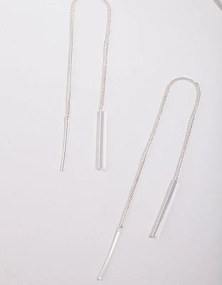 Silver Plated Chain Thread Thru Drop Earrings