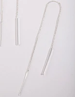 Silver Plated Chain Thread Thru Drop Earrings