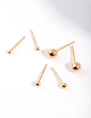 Gold Plated Sterling Silver Ball Earring Pack