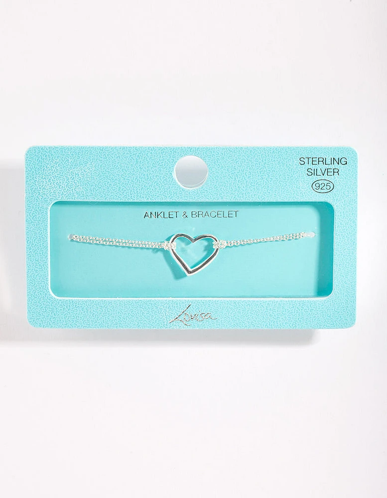 Sterling Silver Open Heart Bracelet