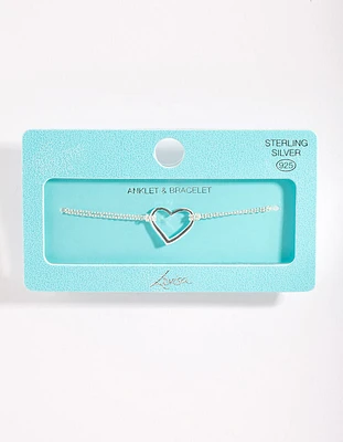 Sterling Silver Open Heart Bracelet