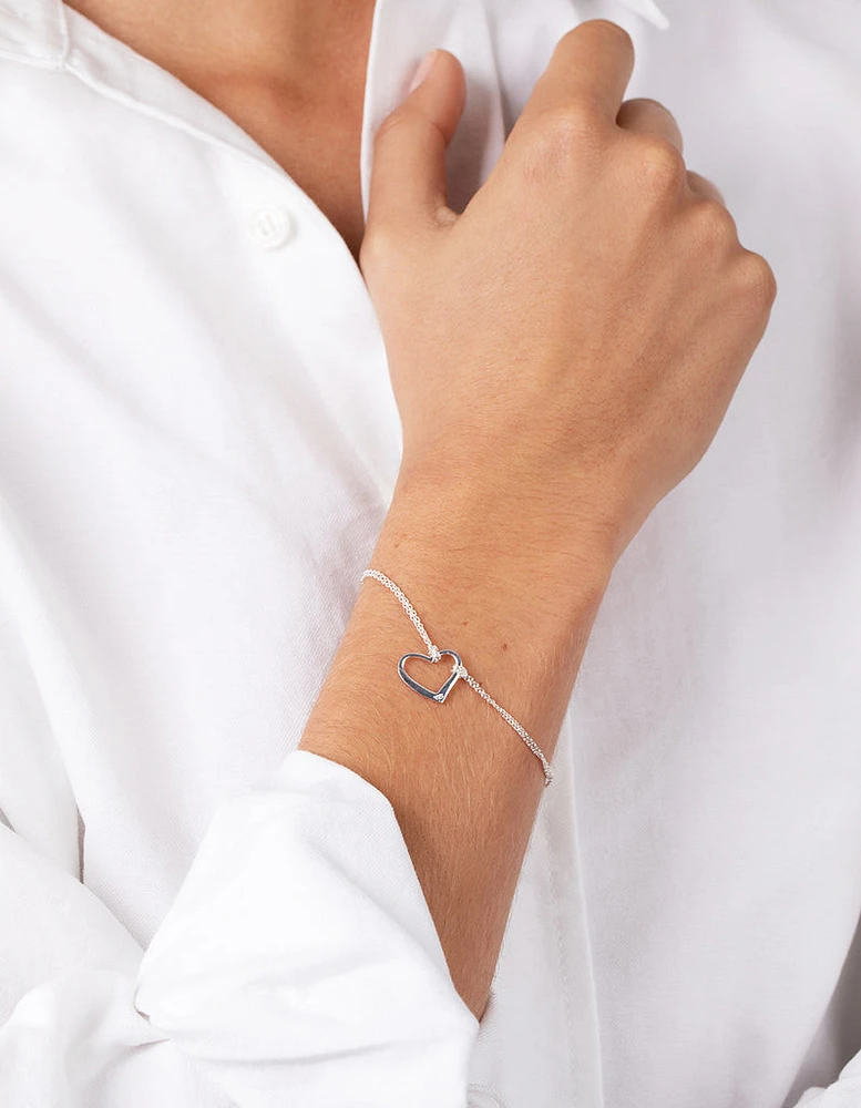 Sterling Silver Open Heart Bracelet