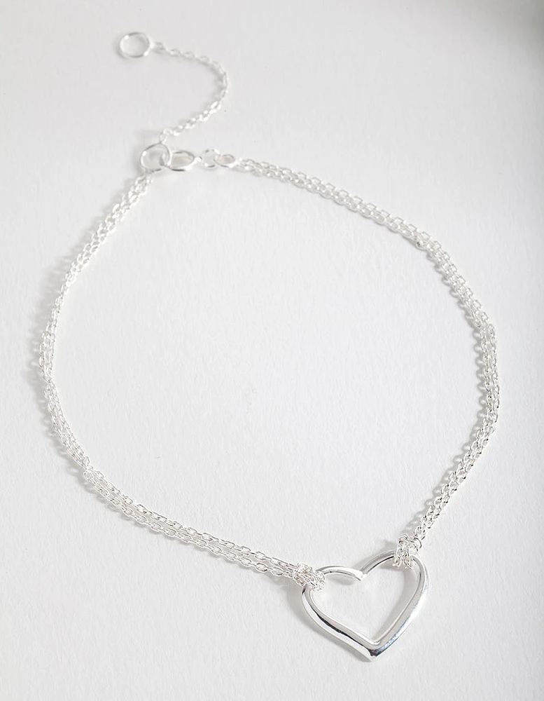 Sterling Silver Open Heart Bracelet