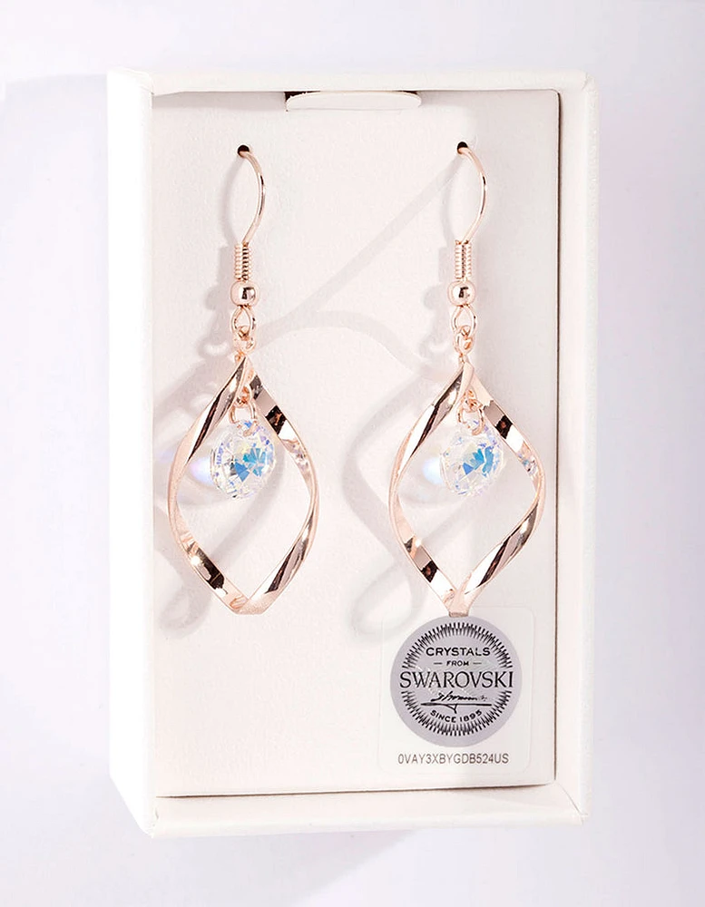 Rose Gold Diamond Simulant Crystal Earrings