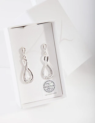 Silver Diamond Simulant Infinity Earrings