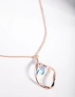 Rose Gold Diamond Simulant Drop Twist Necklace