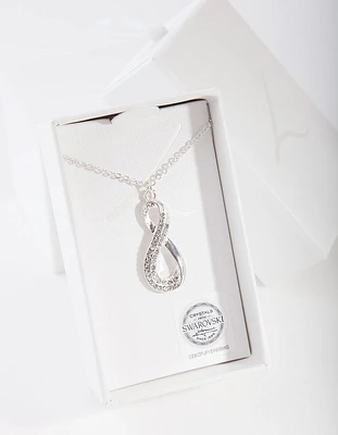 Silver Diamond Simulant Long Infinity Necklace