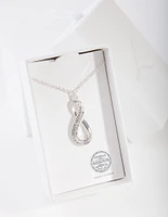 Silver Diamond Simulant Long Infinity Necklace