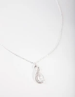 Silver Diamond Simulant Long Infinity Necklace