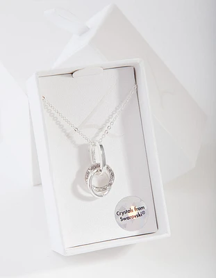 Silver Diamond Simulant Circle Necklace