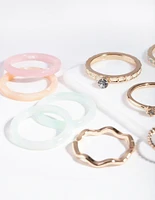 Pastel Gold Acrylic Marble Ring 8-Pack