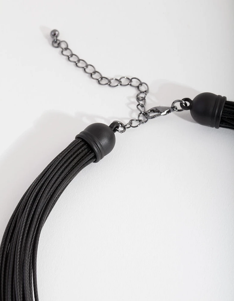 Black Triple Row Bead Necklace