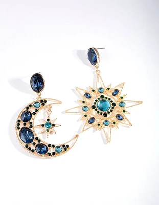 Blue Statement Celestial Earrings