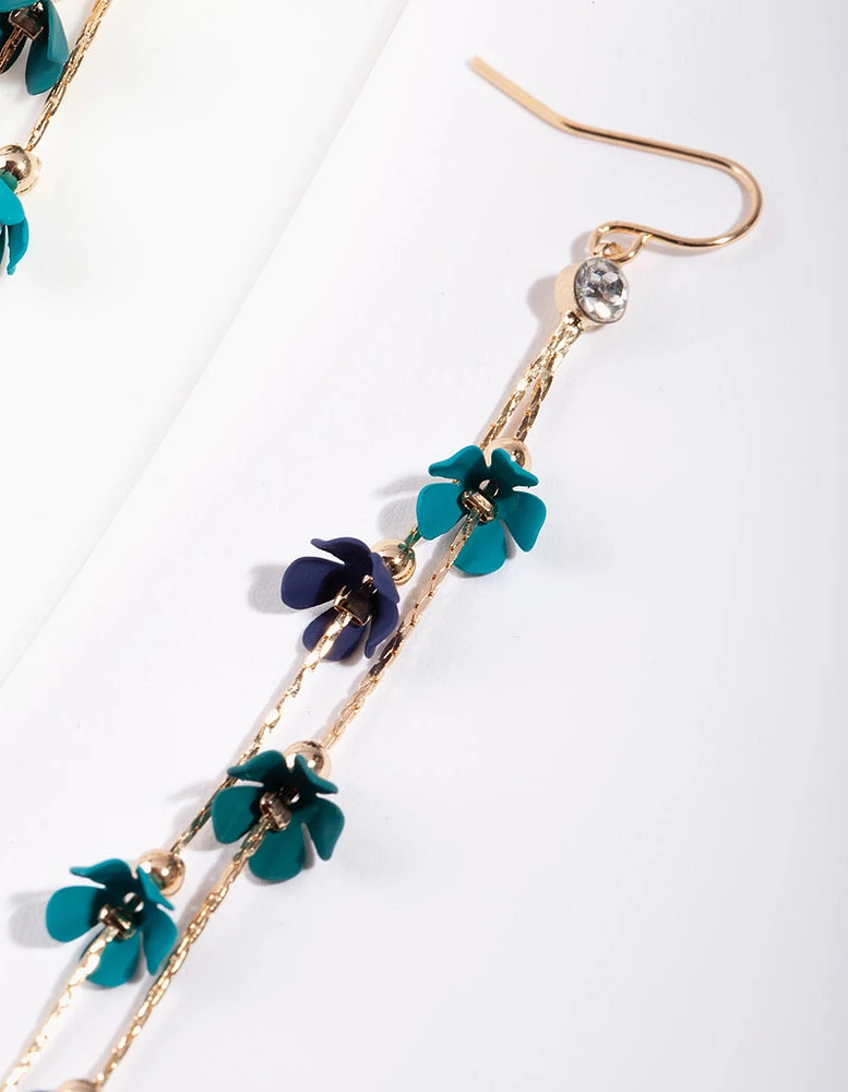 Green Mini Flower Coated Earrings