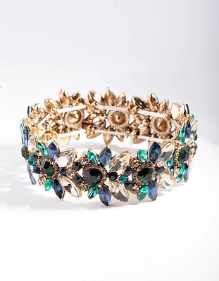 Blue Gold Multi Diamante Bangle