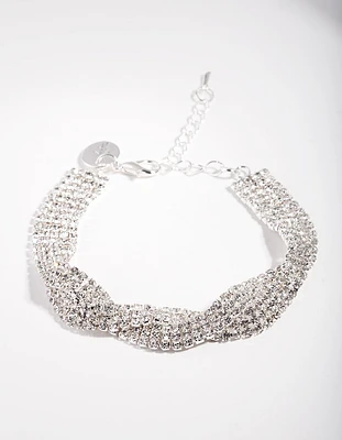 Silver Twisted Diamante Bracelet