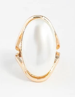 Gold Statement Pearl Stone Ring