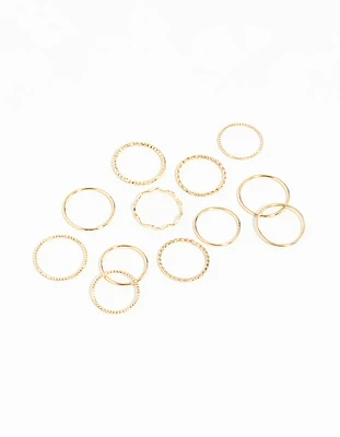 Gold Textured Mixed Ring Pack