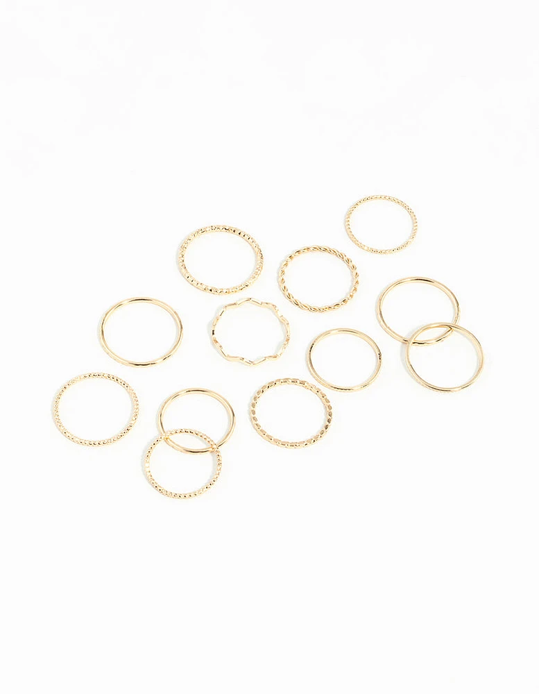 Gold Textured Mixed Ring Pack