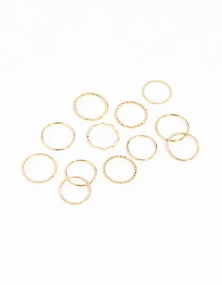 Gold Textured Mixed Ring Pack