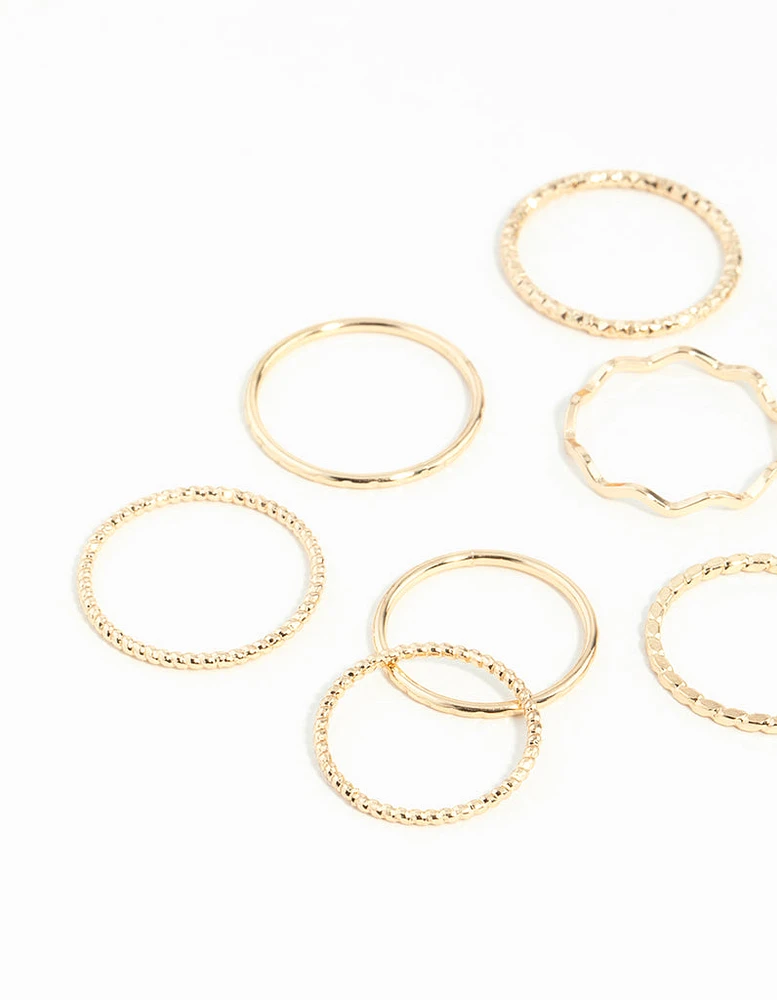 Gold Textured Mixed Ring Pack