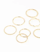 Gold Textured Mixed Ring Pack