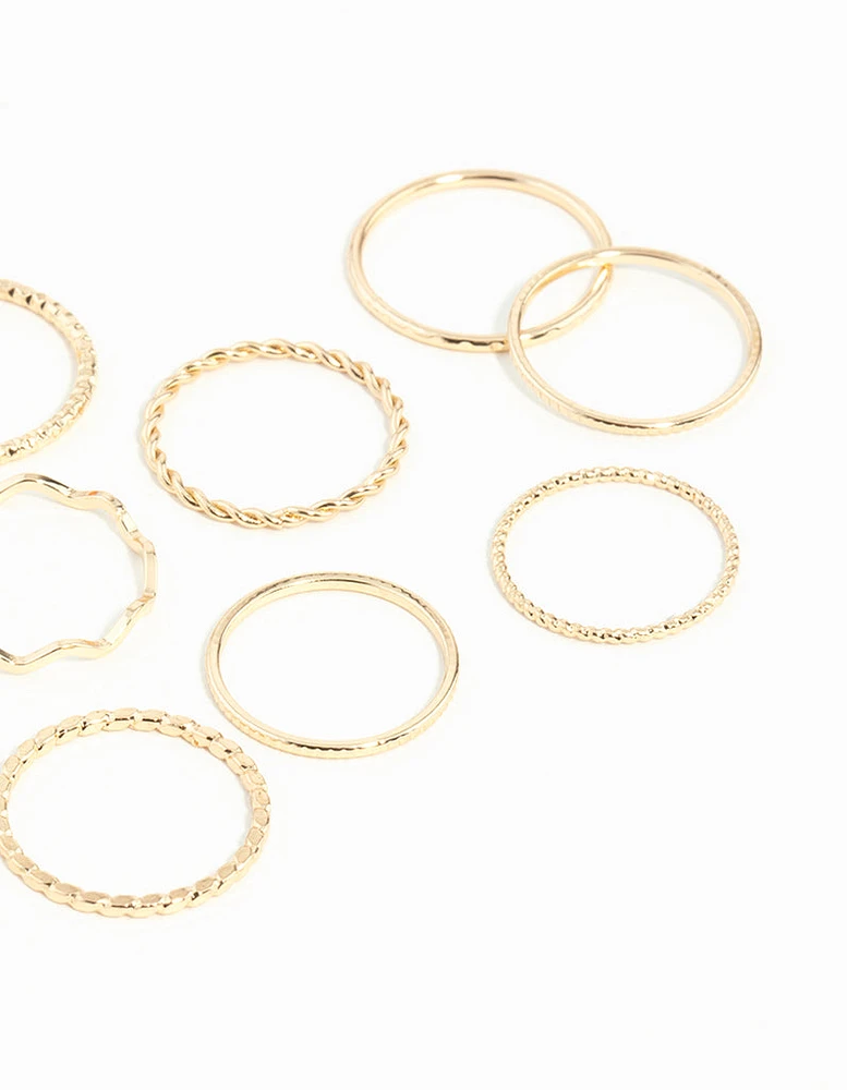 Gold Textured Mixed Ring Pack