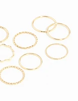 Gold Textured Mixed Ring Pack