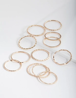 Gold Textured Mixed Ring Pack